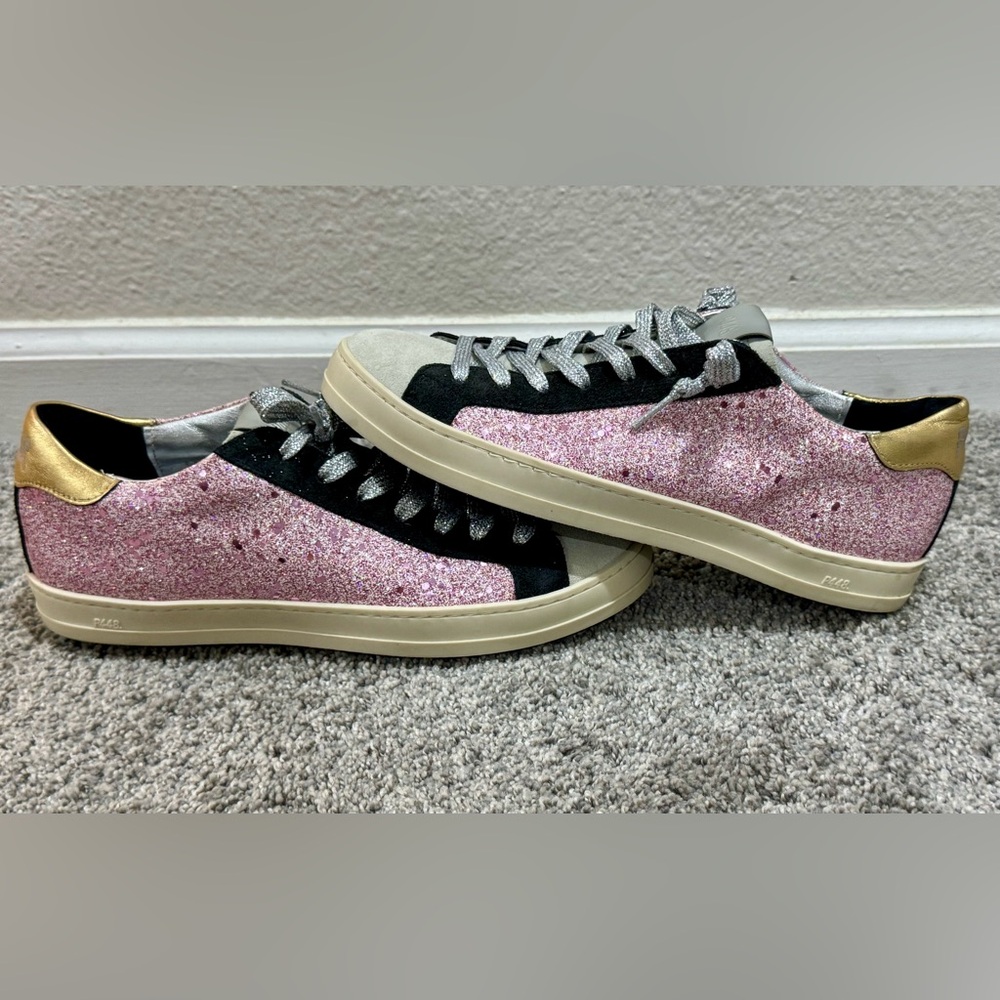 P448 John Sneakers-Pink Glitter-Size 8.5 (39) - Picture 2 of 7